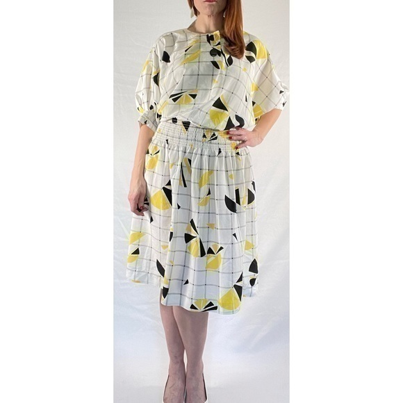 Vintage Dresses & Skirts - 80’s Vintage ‘Kasper for A.S.L.’ Geometric Print Multicolor Midi Dress